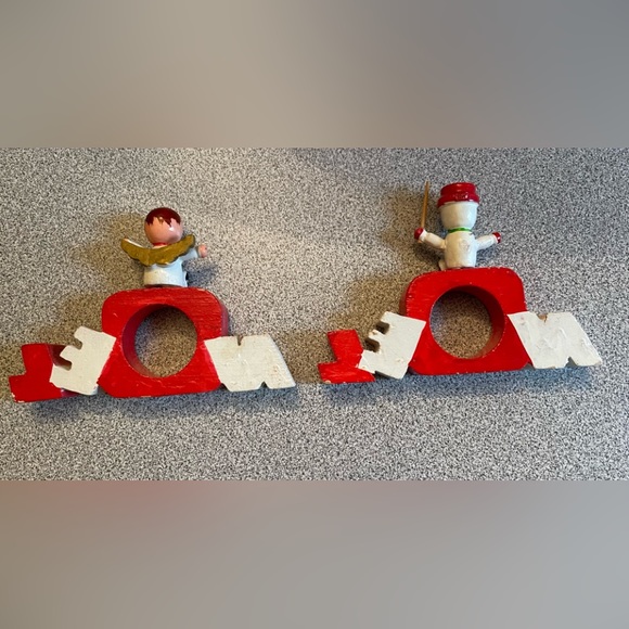 HP 🔥2 Vera Noel Snowman & Angel Wood Napkin Holders - Picture 2 of 8